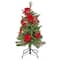 3ft. Pre-Lit Colonial Red Poinsettias Artificial Christmas Tree, Clear Lights